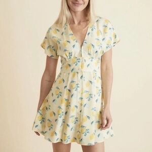 Marine Layer Lemon and Sky Floral Mini Dress